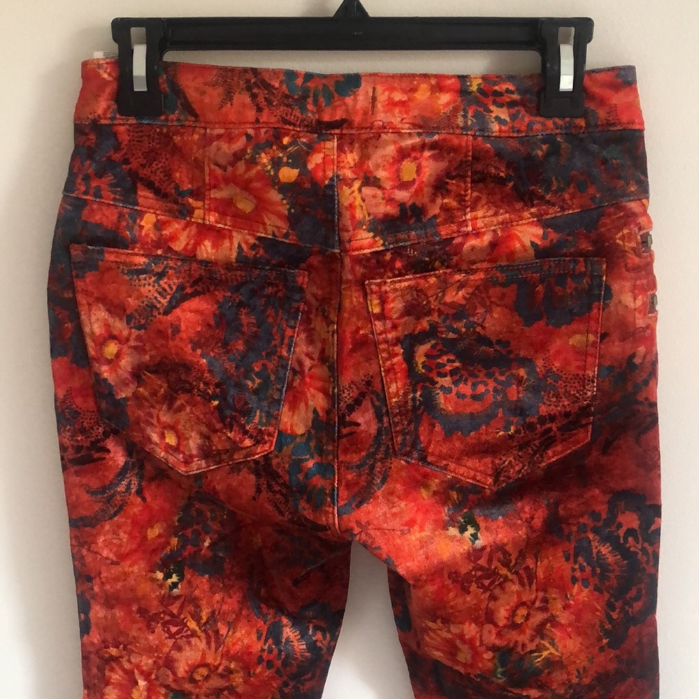 FREE PEOPLE orange velvet floral high waist pants - Picture 11 of 11